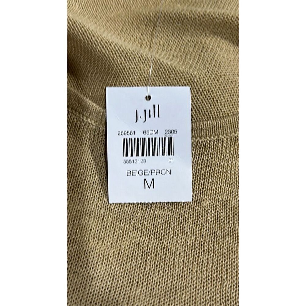 J. Jill Women's Beige Embroidered Knit Top Size M 3/4 Sleeve Blouse - NWT - Picture 4 of 5